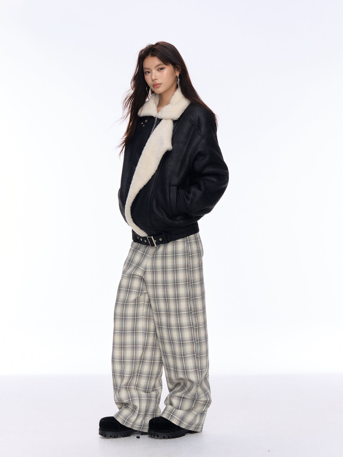 Black Lapel Jacket with Fur Trim