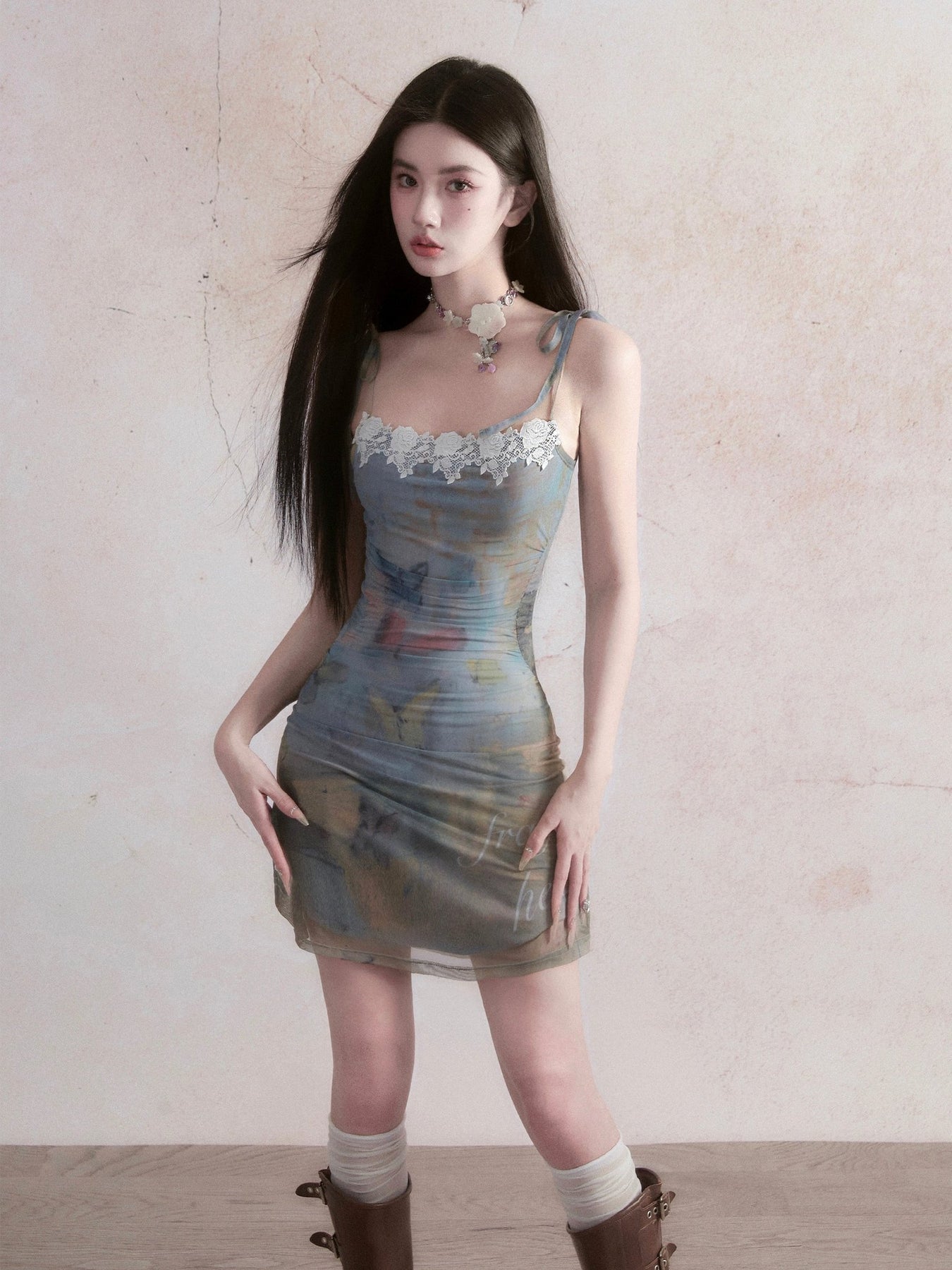 Butterfly Design Camisole Dress for Women Resort & Daily Wear