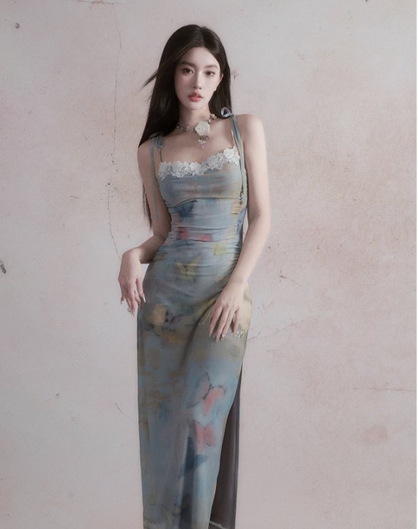 Butterfly Design Camisole Dress for Women Resort & Daily Wear