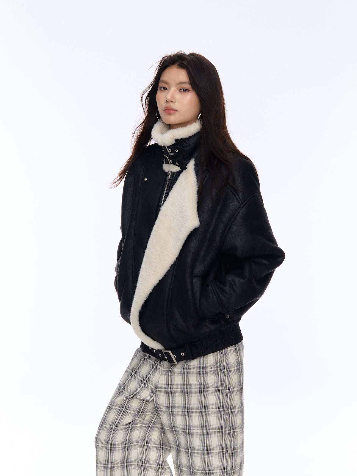 Black Lapel Jacket with Fur Trim