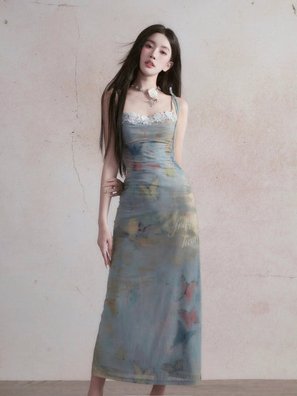 Butterfly Design Camisole Dress for Women  Resort & Daily Wear
