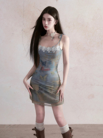 Butterfly Design Camisole Dress for Women  Resort & Daily Wear