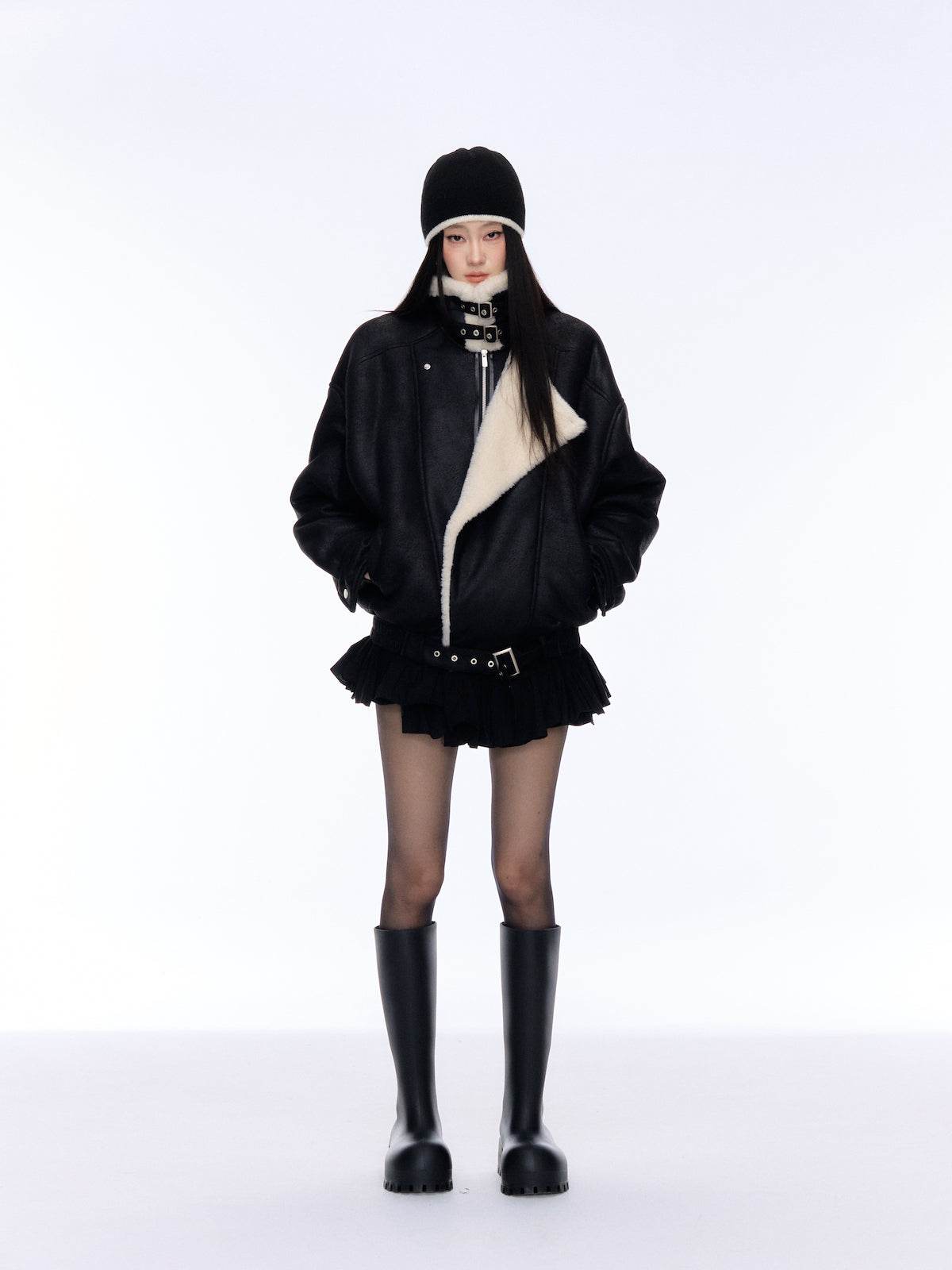 Black Lapel Jacket with Fur Trim