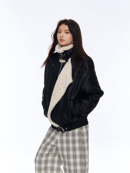 Black Lapel Jacket with Fur Trim